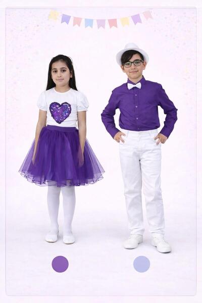 YSN 23 Nisan Erkek Kız Çocuk Gösteri Kıyafeti T-shirt Etek Pantolon Takım 2336