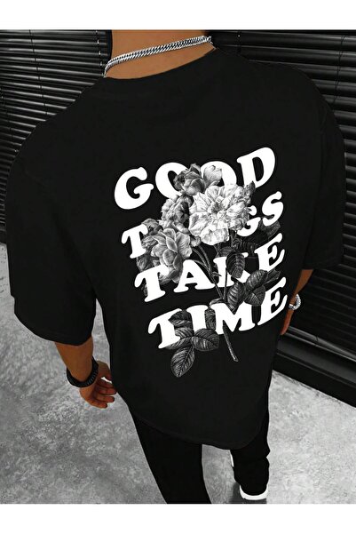 PENTHİLUS Men's Floral & Slogan Print Drop Shoulder T-Shirt – Streetwear Rela...