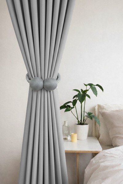BD beyaz dokuma Light Gray Pleated Velvety Background Curtain with Accessory ...