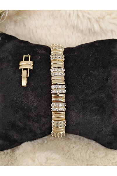 Tuel Premium Gold Stone Detailed Chain Steel Bracelet – 17+2 cm