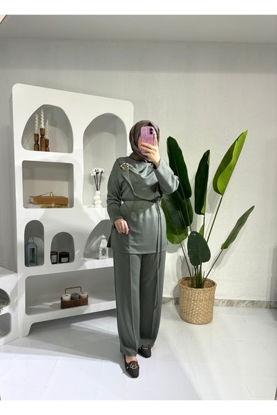 STİLSEN Cape Collar Cotton Double Suit