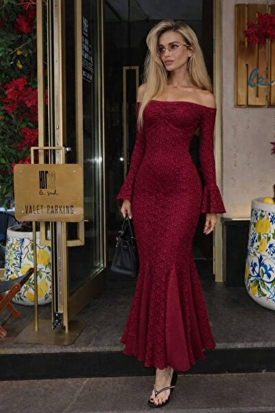 Pulli Collection Lace Detailed Off-Shoulder Mermaid Evening Dress