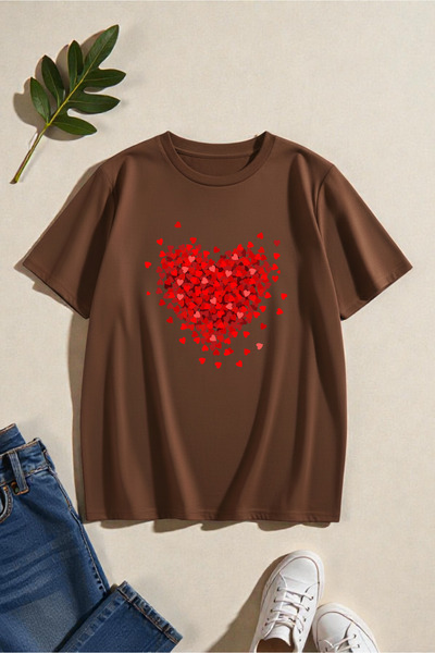 uyguntarz Unisex Mixed Hearts Printed Design Tshirt
