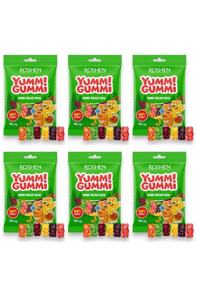 Roshen SET 6 BUCĂȚI - Gummies Delight asortate, pachet 70g