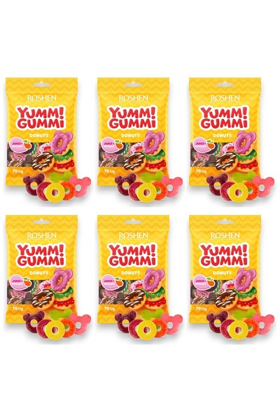 Roshen SET 6 BUCĂȚI - Gogoși gumate asortate 70g (Pachet de 22)