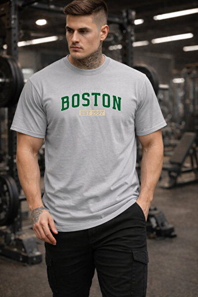 dont quıt Gray T-Shirt 100% Cotton Boston Green Design