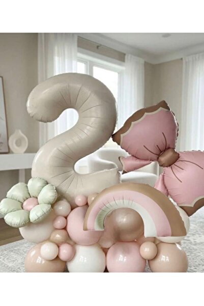 Çemrek Süs Parti Girl's Birthday Concept Retro Daisy Bow Rainbow Themed Age B...