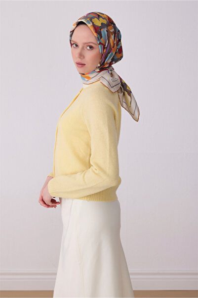 Belli Сірий багатоколірний квітковий візерунок 100% шовковий шарф з твілу 431...