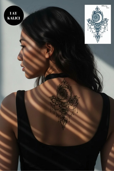 shop Ay ve Mandala Figürlü Geçici Dövme - 12 Saat Sonra Kararan 11x18 cm Mist...