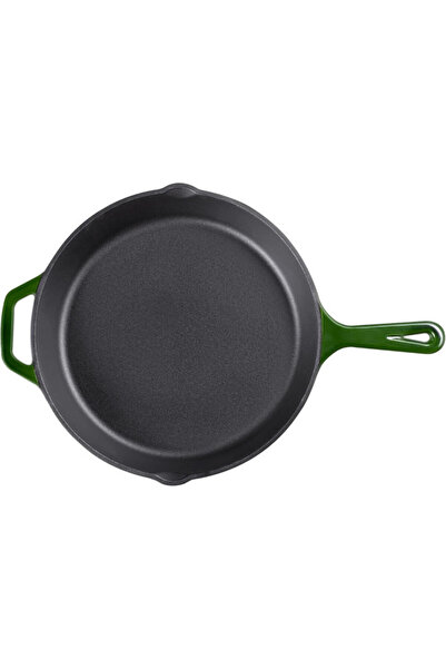 Navaris cast iron round deep frying pan with handle - 30 cm, Dark green, 5378...