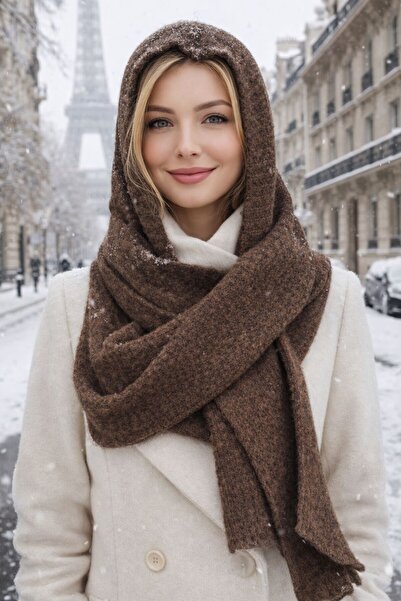 HAZAL KAYA ATELIER Brown Wool Knitwear Tie-Up Balaclava Beanie Scarf