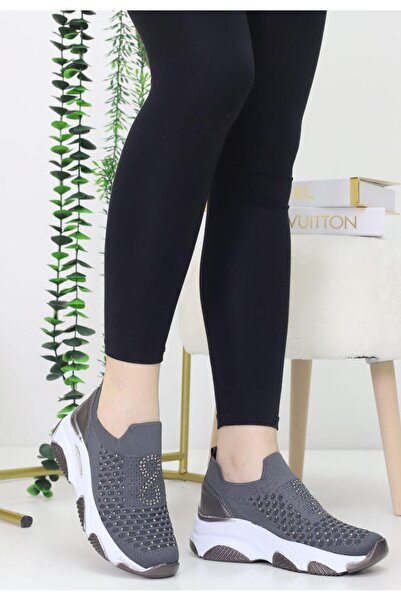 sefayol Leonda Gray Knitwear Women's Sports Shoes