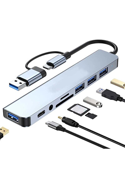 Voltaj 8 Girişli USB Hub Çoklayıcı Dönüştürücü PC Mac Laptop için
