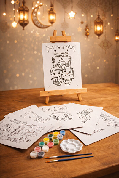 Edu&Hobby Masaüstü Ramazan Şövale Tuval-Ahşap Boyama Seti-Mini Masa Şövale Tu...