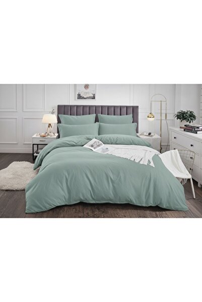 Crepe Bed Linen 6 Pieces, Casa Pucioasa, crepe cotton, mint green, complete bedroom set miniatura 4