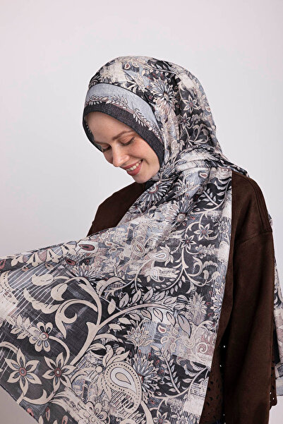 Ayshara Nakkaşın Mührü Collection-Ink Shadow Single-Sided Shawl