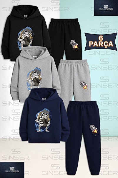 SS SİNSER Set de trening cu glugă din 3 piese, unisex, pentru copii, din pânz...