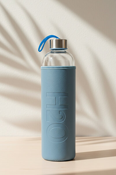 Snippy H2O - Cam Matara Deri Kılıflı Suluk Su Şişesi Cam Matara 1000 ml