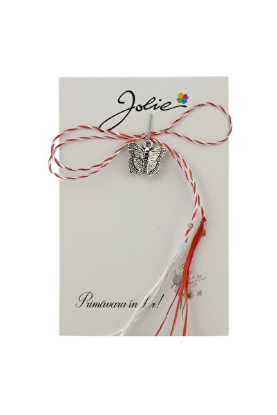 Flippy Martisor Traditional, Jolie, Model FLUTURE, cu Snur Impletit Alb/Rosu,...