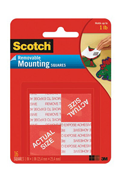 Scotch 3M Çift Taraflı Yapışıp Çıkabilen Köpük Kareler 16 adet / 2,5x2,5cm