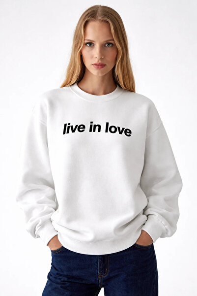 COMBİNE MİCHAİL Hanorac de damă, ecru, cu imprimeu Live İn Love