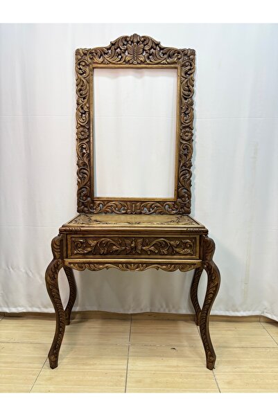 Arıkmert El Sanatları Maraş El Oyma Ceviz Ahşap Dresuar ve Ayna Seti 85x45x85...