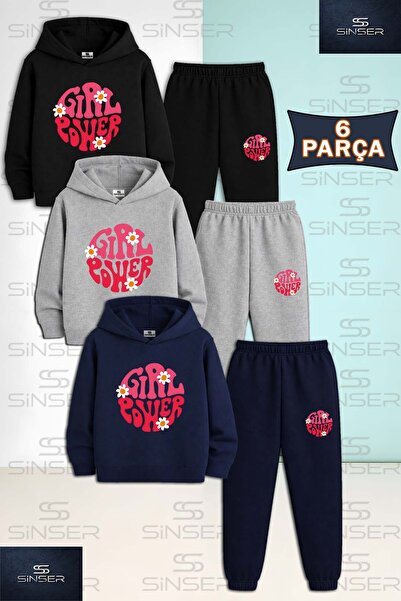 SS SİNSER Set de trening cu glugă din 3 piese pentru copii, unisex, GIRL POWE...