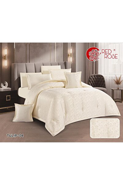 Red Rose لحاف توليب تصميم مودرن مايكروفايبر - مشجر (7 قطع) - نفرين - مقاس 240...