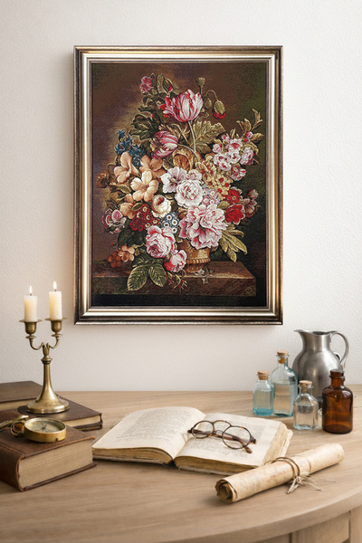 GoblenAL M4L Çiçekli Vintage Dokuma Kumaş - Kırlent, Çanta, Koltuk, Tablo, De...