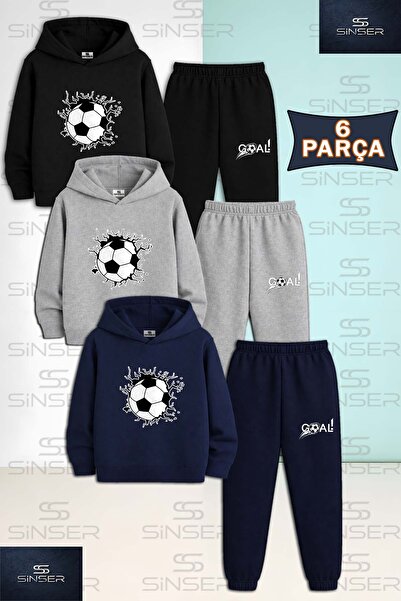 SS SİNSER Children's Unisex Football Ball Graft 3-Piece Hooded Tracksuit Set