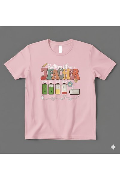 Trendy Sun Battery life of a teacher Oversize T-shirt - Öğretmene özel tasarı...