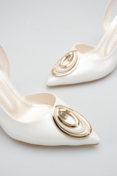 moon glow Women's White Bridal Shoes Pointed Toe 9 cm Heel |   Nikah Nişan Kı...