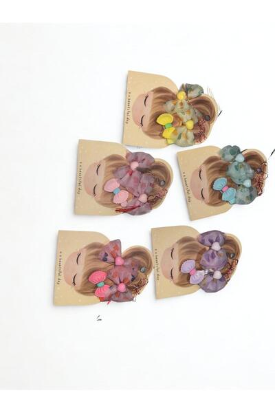 Floraria Luca Set 5 Mărțișoare practice pentru fetițe- 2 pufi de par si clema