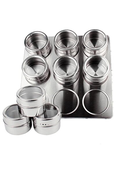 AyrStore Çelik Masa Üstü 9lu Mıknatıslı Baharatlık Takımı cin220