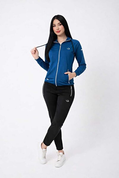 wera Yeni sezon dalgıç kumaş kapüşonlu petrol-siyah eşofman takımı