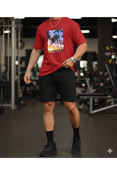 YK WEAR T-Shirt Shorts Palm Tree Printed Women's / Men's