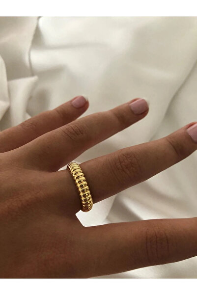 Çelik Kadın Altın Renk Vintage Burgu Yüzük