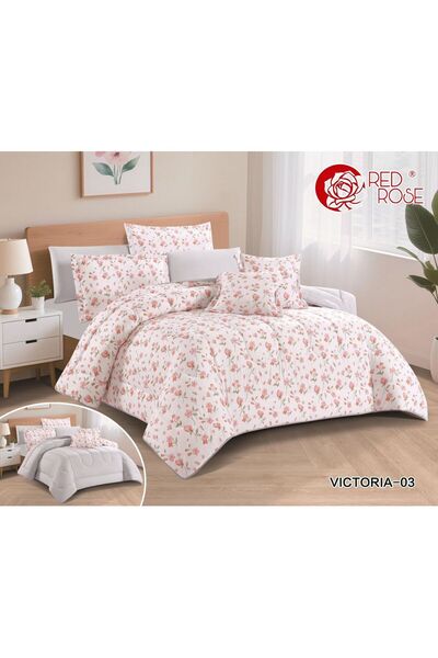 Red Rose Victoria Summer Bedspread Set, Single and a Half Size, 5 Pieces, Mic...