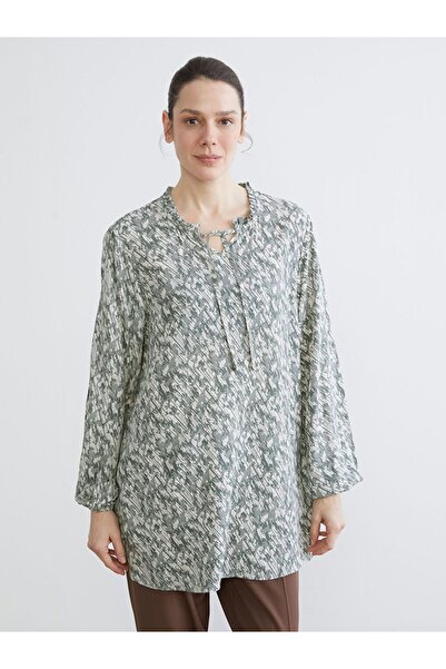 LC Waikiki Tie-Up Collar Patterned Blouse