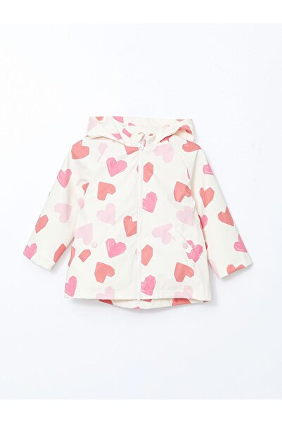 LC Waikiki معطف واق من المطر للفتيات مطبوع بغطاء للرأس