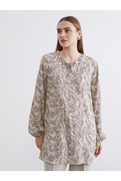 LC Waikiki Tie-up Collar Patterned Women's Tunic