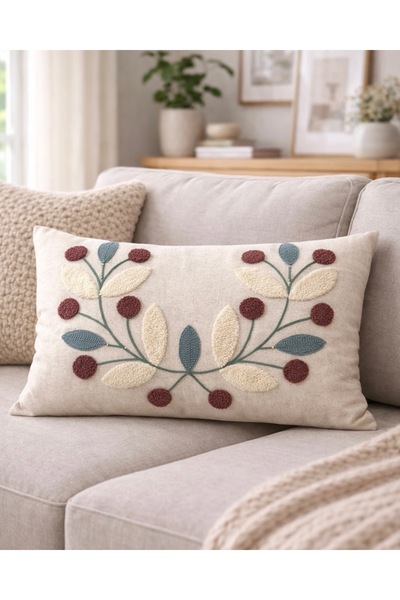 metin tekstil Punch Processing Rectangular Linen Throw Pillow Cover