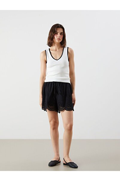 LC Waikiki Women's Openwork Shorts with Elastic Waist