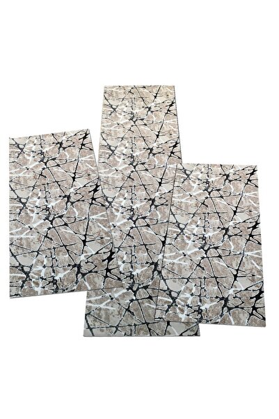 OEM Set of 3 Non-Slip Rugs, Beige and Black Shades, 80 x 150 / 80 x 150 / 80 ...