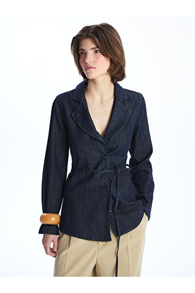 LC Waikiki Women's Jean Blazer Jacket with Belt