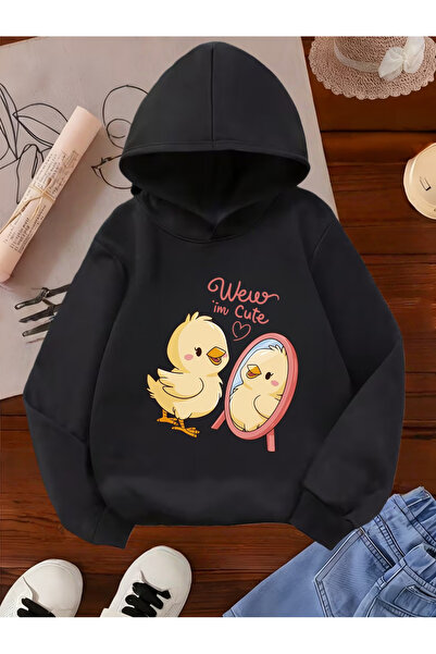 Rayan & Hoor Style Cute Printed Oversize Unisex Premium Black Hoodie