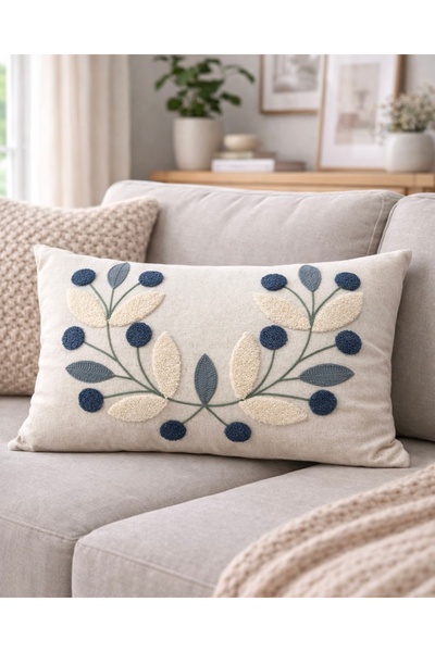 metin tekstil Punch Processing Rectangular Linen Throw Pillow Cover