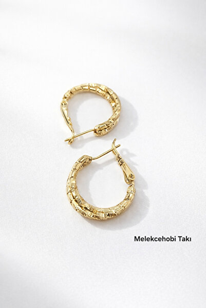 XUPING JEWELRY Dokulu Halka Model 14K Gold Renk Kadın Küpe – Melekcehobi Takı