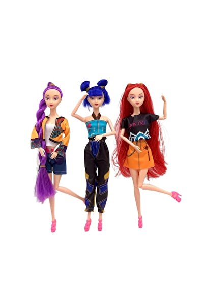 Virtual Trend Set de păpuși K-POP Demon Hunters pentru fete, 3 piese, PVC, mu...