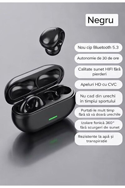 OEM 🎧 Căști Wireless T75 – Design tip clemă, Bluetooth 5.3, Sunet Surround P...
